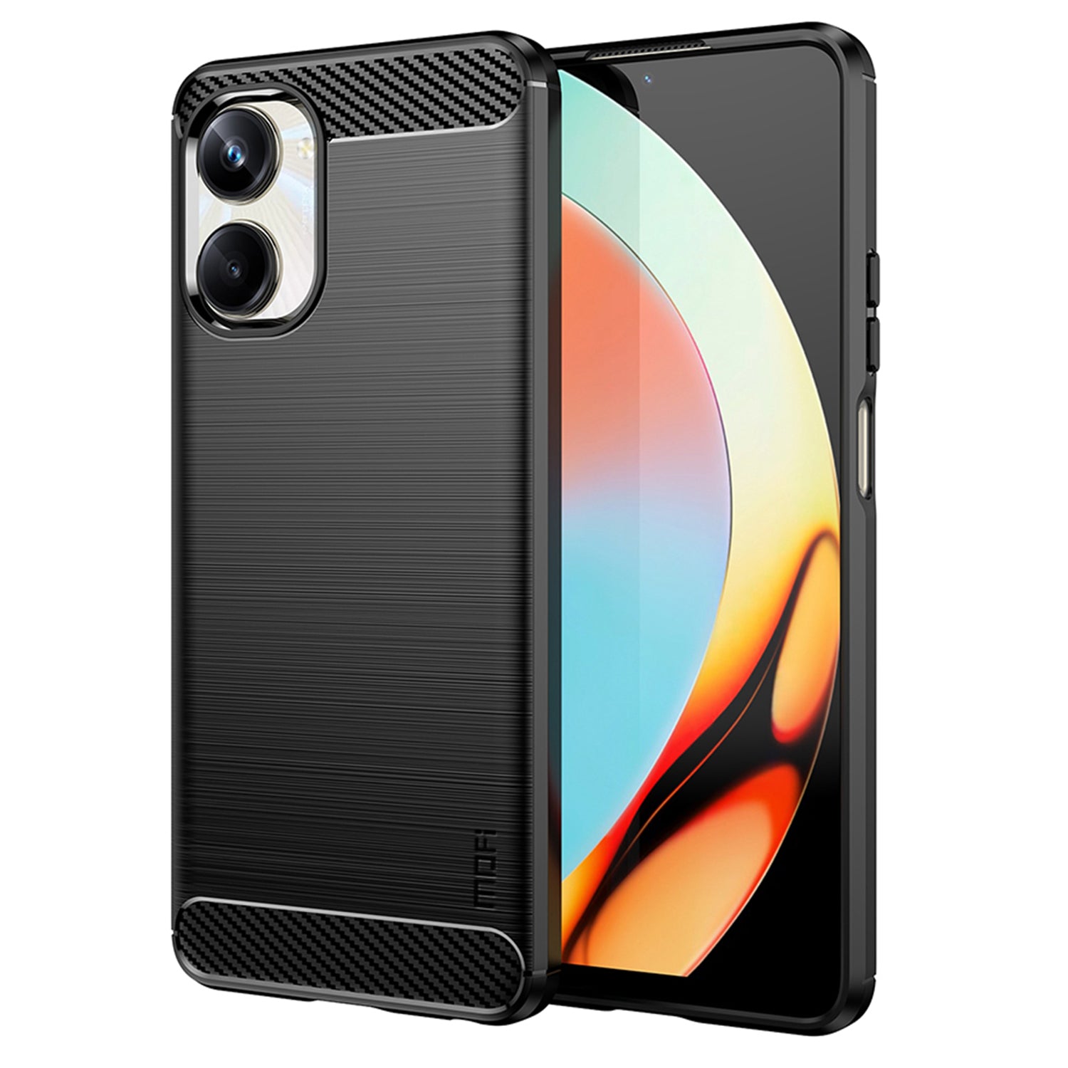 MOFI JK TPU Series-1 for Realme 10 Pro 5G Carbon Fiber Bump Proof Phone Case Brushed TPU Back Cover MOFI JK TPU Series-1 for Realme 10 Pro 5G Carbon Fiber Bump Proof Phone Case Brushed TPU Back Cover